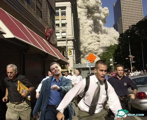 Leonardo DiCaprio "strutting" photoshop: 9/11