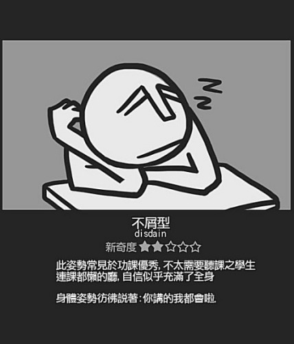 Chinese student sleeping positions: Disdain
