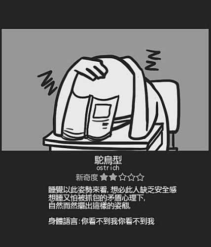 Chinese student sleeping positions: Ostrich