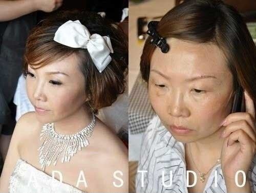 Chinese girls with make-up vs. without make-up.