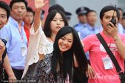 Sora Aoi waves to Chinese fans in Nanchang, China.