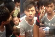 Video of a fight between a young man and Shanghai Metro passengers after his child peed in the subway.