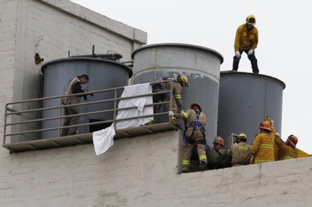 Water tanks atop of the Cecil Hotel in Los Angeles where Chinese-Canadian Elisa Lam's body was found following her disappearance.